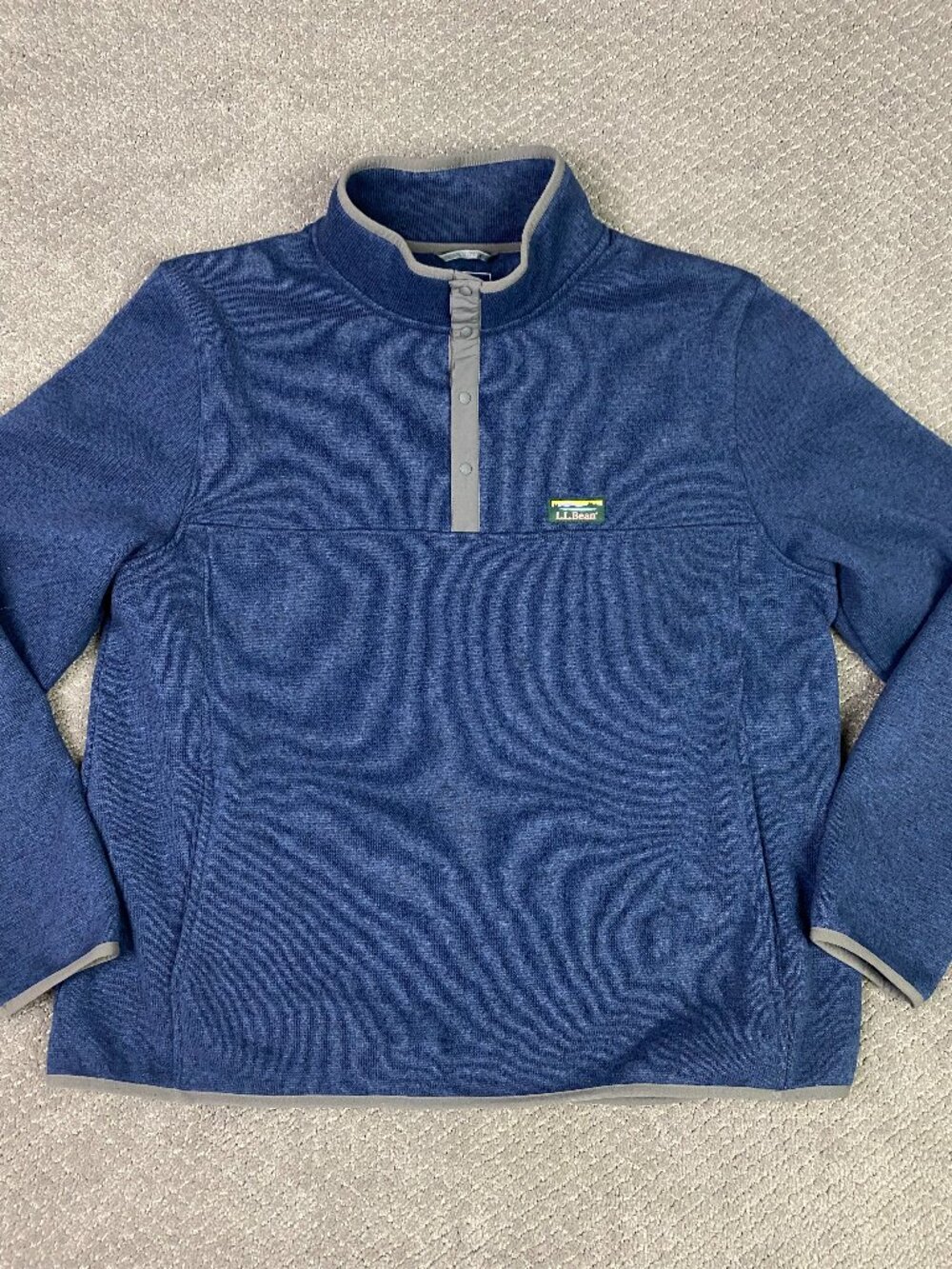 LL Bean Jacket Sweater Mens XL Blue Fleece Pullover Snap T Outdoor Hiking 298050